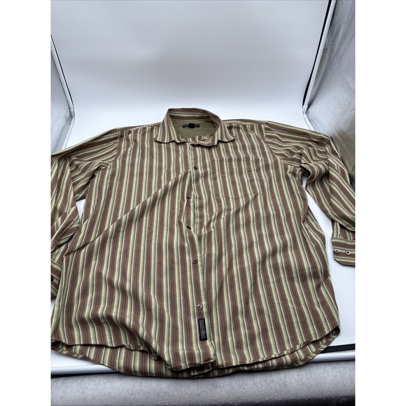 Banana Republic Men's Long Sleeve Button Up Shirt Size Large Brown Stripes - Picture 7 of 12